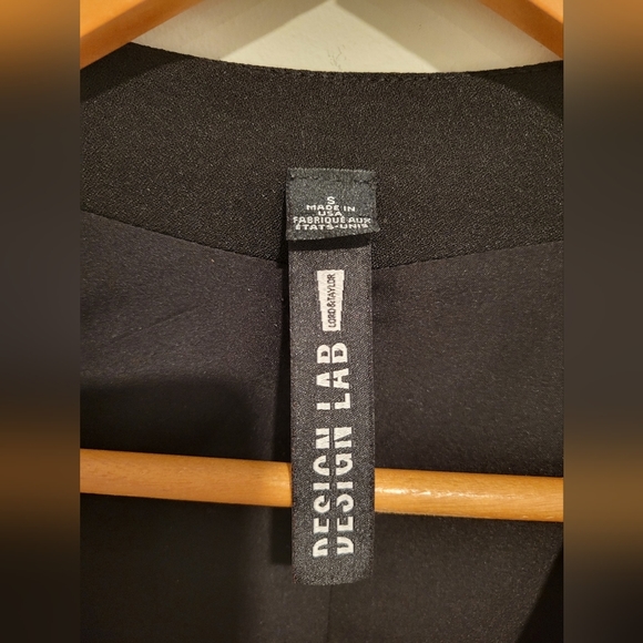 Design Lab Black Blazer Long Sleeve Open Front Collarless Jacket Small - Picture 7 of 7